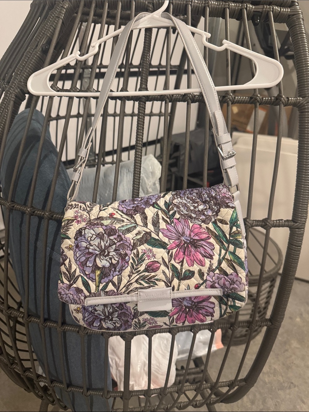 Vera Bradley Floral Shoulder Bag in Lavender, Pink and Cream